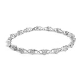 .925 Sterling Silver Diamond Accent Heart Link Bracelet (I-J Color, I3 Clarity) - 7.25"-0