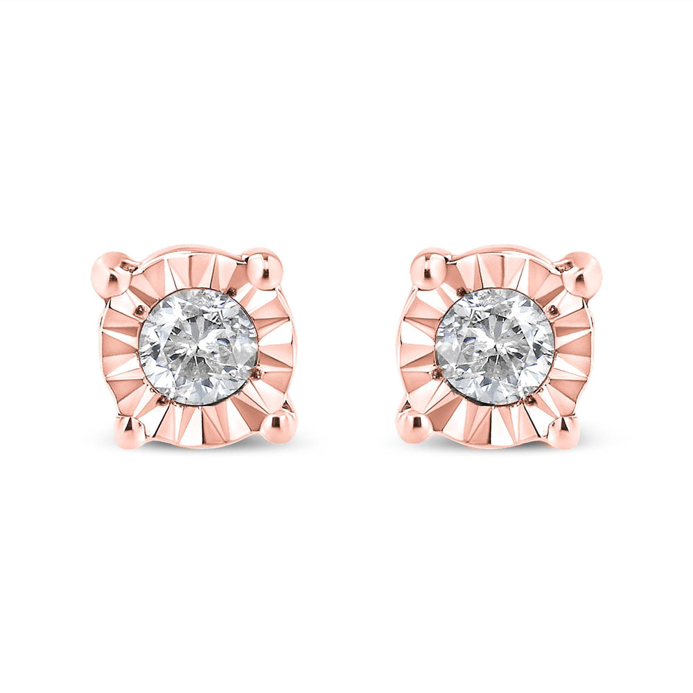 .925 Sterling Silver 1/10 Cttw Round Brilliant-Cut Diamond Miracle-Set Stud Earrings-0