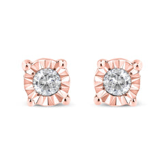 .925 Sterling Silver 1/10 Cttw Round Brilliant-Cut Diamond Miracle-Set Stud Earrings-0