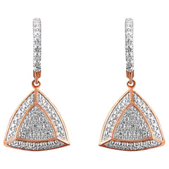 Rose Gold Plated Sterling Silver Round Cut Diamond Fashion Dangle Earrings (0.03 cttw, H-I Color, I2-I3 Clarity)-0
