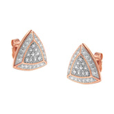14K Rose Gold over .925 Sterling Silver Diamond-Accented Trillion Shaped 4-Stone Halo-Style Stud Earrings (H-I Color, I2-I3 Clarity)-0