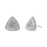 .925 Sterling Silver Diamond-Accented Trillion Shaped 4-Stone Halo-Style Stud Earrings (H-I Color, I2-I3 Clarity)-0