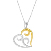 10K Yellow Gold Over .925 Sterling Silver Open Heart with Swirls 18" Box Chain Pendant Necklace-0