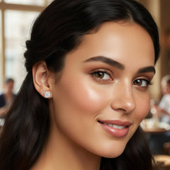 .925 Sterling Silver 1/10 Cttw Round Brilliant-Cut Diamond Miracle-Set Stud Earrings