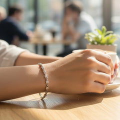 .925 Sterling Silver Diamond Accent Heart Link Bracelet (I-J Color, I3 Clarity) - 7.25"