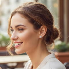 .925 Sterling Silver 1/10 cttw Prong Set Round-Cut Trio Diamond Stud Earrings (I-J Color, I3 Clarity)