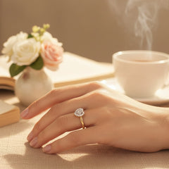 14K Yellow Gold Plated .925 Sterling Silver 1/10 Cttw Round-Cut Diamond Heart Engagement Ring (I-J Color, I3 Clarity)