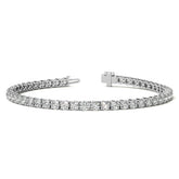 Set of Three 6ctw Created Moissanite Diamond Tennis Bracelets – 3mm Stones – 14K Gold Overlay in White, Yellow & Rose Gold