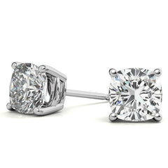 2.00 CTW Lab Created Moissanite Round Stud Earrings in Sterling Silver - 6mm Stones-0