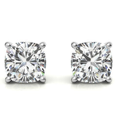 2.00 CTW Lab Created Moissanite Round Stud Earrings in Sterling Silver - 6mm Stones-1