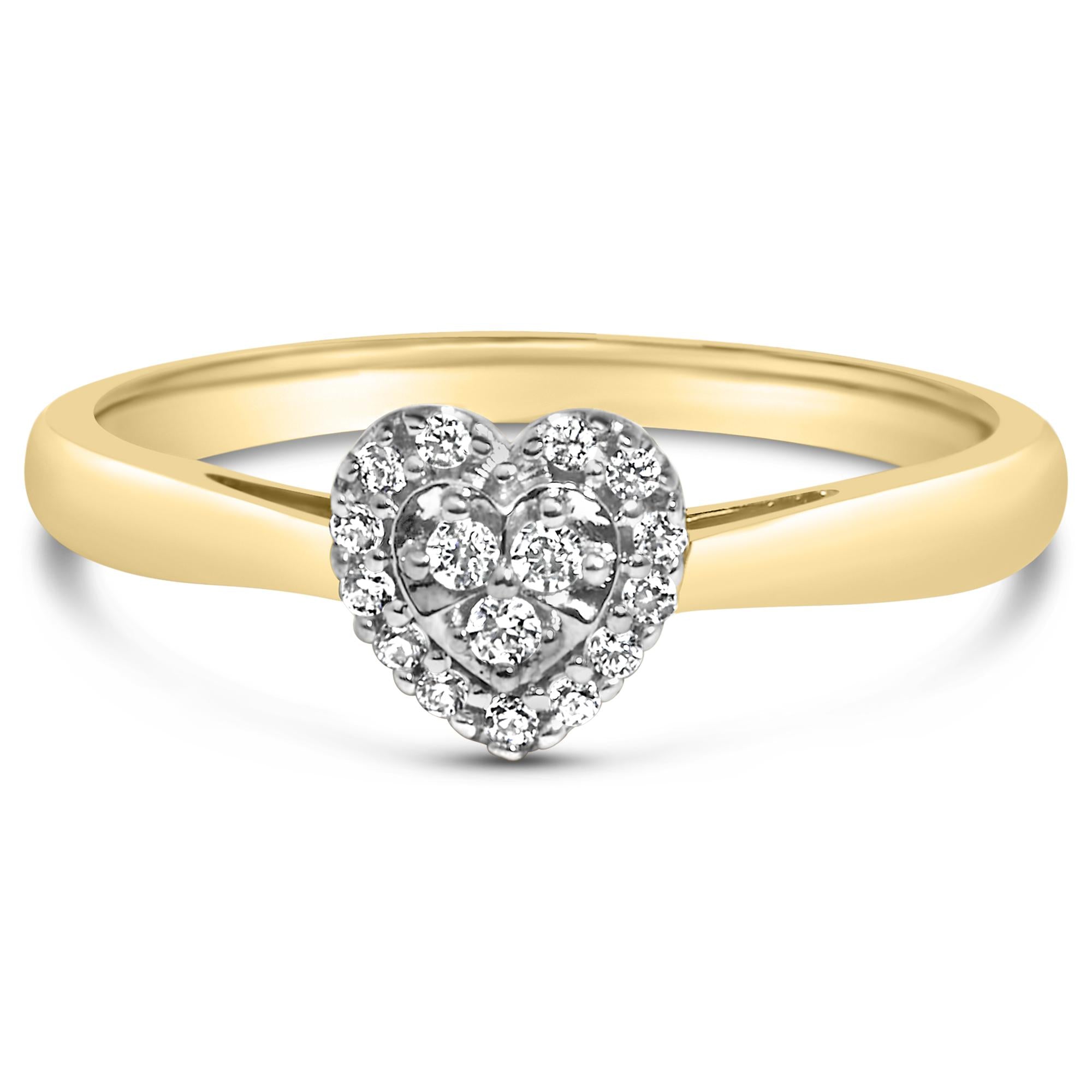 14K Yellow Gold Plated .925 Sterling Silver 1/10 Cttw Round-Cut Diamond Heart Engagement Ring (I-J Color, I3 Clarity)-0