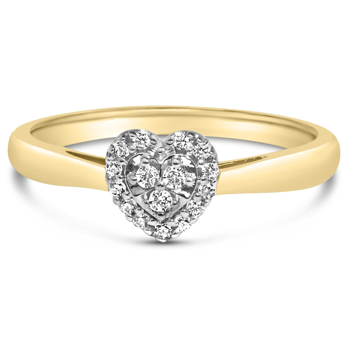 14K Yellow Gold Plated .925 Sterling Silver 1/10 Cttw Round-Cut Diamond Heart Engagement Ring (I-J Color, I3 Clarity)-0