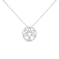.925 Sterling Silver 1/10 Cttw Diamond Tree of Life Pendant Necklace (I-J Color, I3 Clarity)-0