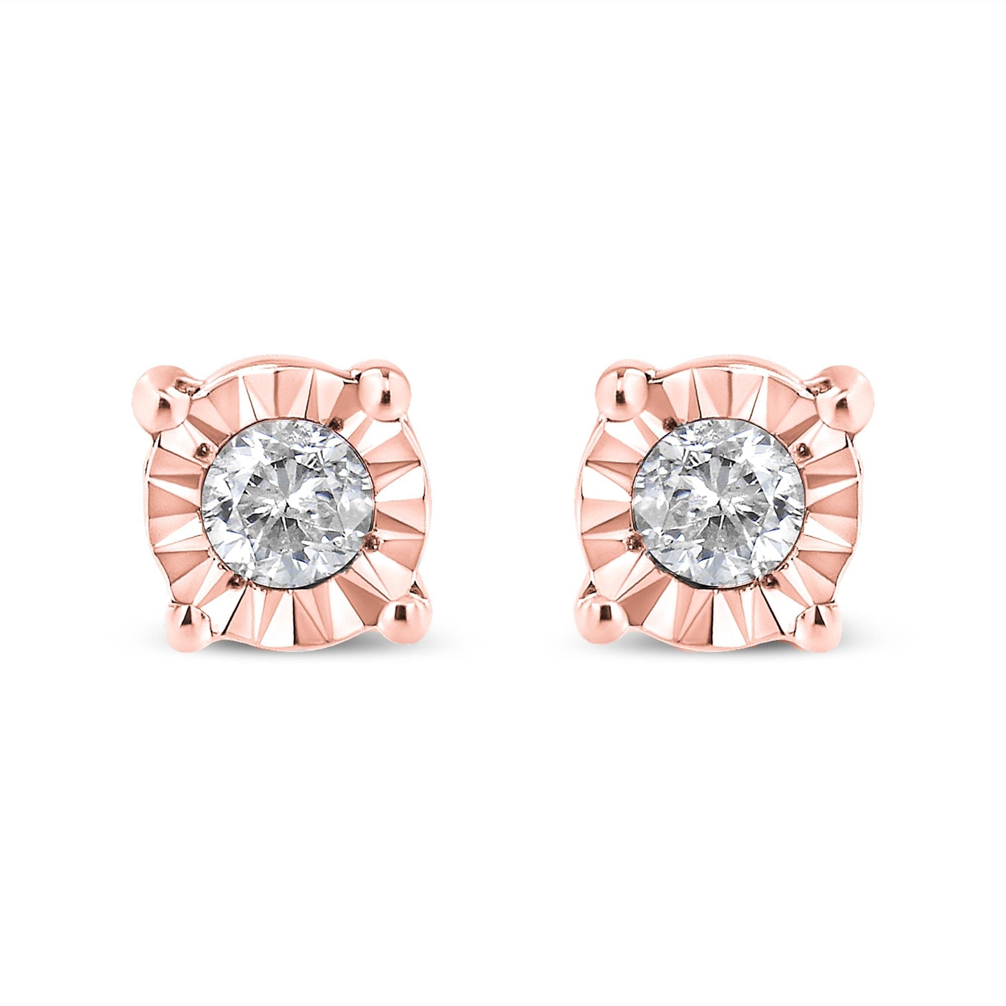 .925 Sterling Silver 1/10 Cttw Round Brilliant-Cut Diamond Miracle-Set Stud Earrings-0