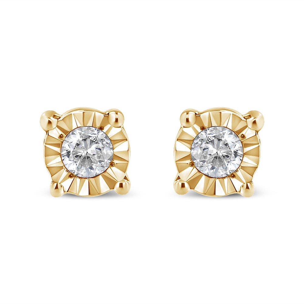 .925 Sterling Silver 1/10 Cttw Round Brilliant-Cut Diamond Miracle-Set Stud Earrings-2