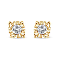 .925 Sterling Silver 1/10 Cttw Round Brilliant-Cut Diamond Miracle-Set Stud Earrings-2