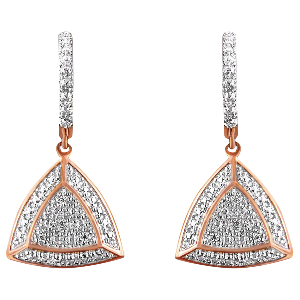 Rose Gold Plated Sterling Silver Round Cut Diamond Fashion Dangle Earrings (0.03 cttw, H-I Color, I2-I3 Clarity)-0