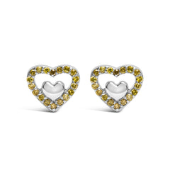 925 Sterling Silver 1/6 Cttw Diamond Open Double Heart Stud Earrings - Choice of Diamond Color-2