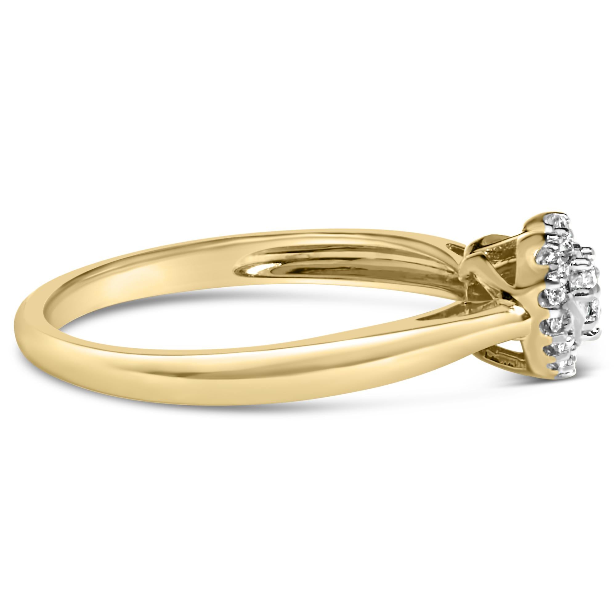 14K Yellow Gold Plated .925 Sterling Silver 1/10 Cttw Round-Cut Diamond Heart Engagement Ring (I-J Color, I3 Clarity)-1