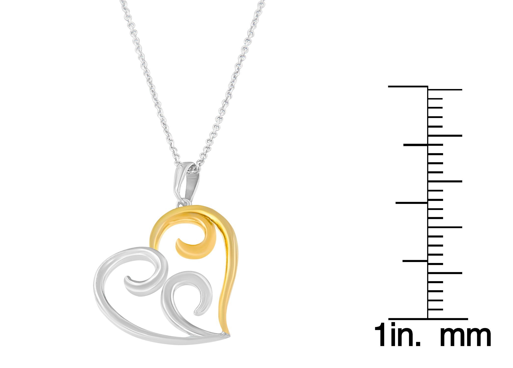 10K Yellow Gold Over .925 Sterling Silver Open Heart with Swirls 18" Box Chain Pendant Necklace-4