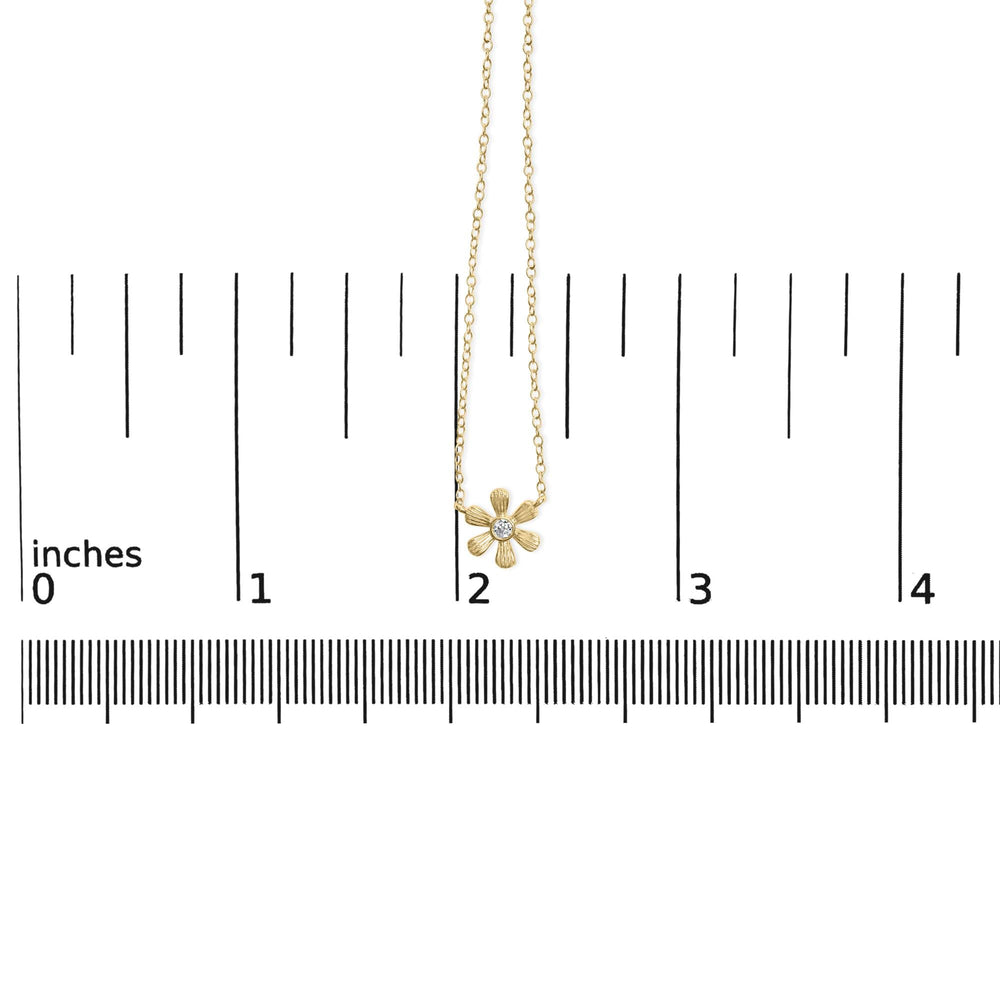 10K Yellow Gold 1/8 Cttw Diamond Floral Station Chain Necklace (I-J Color, I1-I2 Clarity)-4