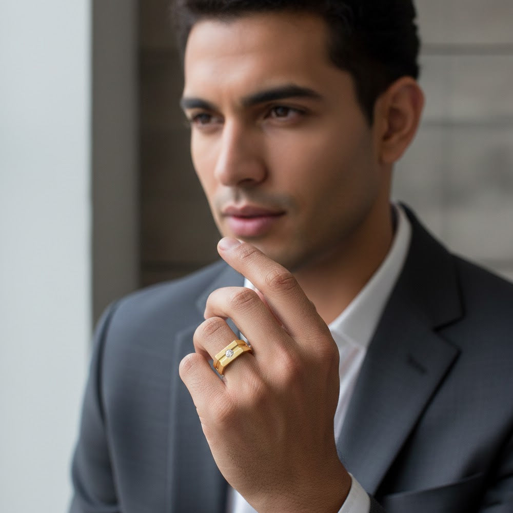 Franklin Solitaire Mens Ring