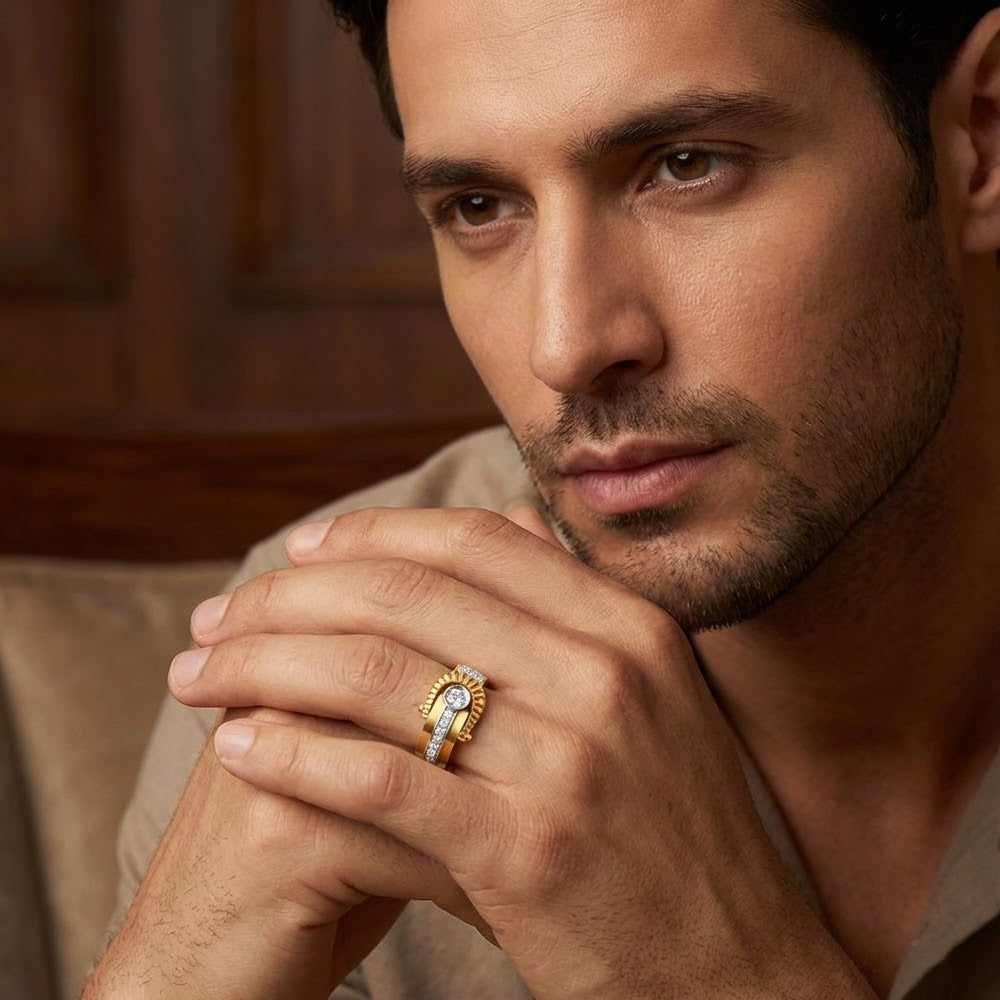 George Solitaire Mens Ring